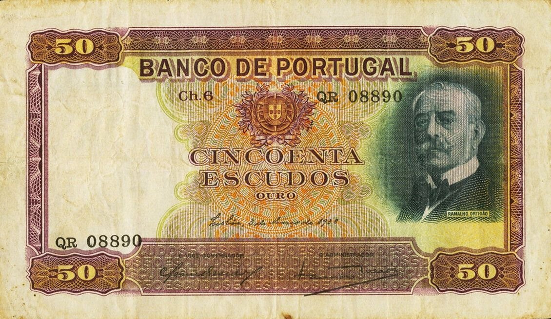 Obverse of 50 Escudos (1938), Pick 149