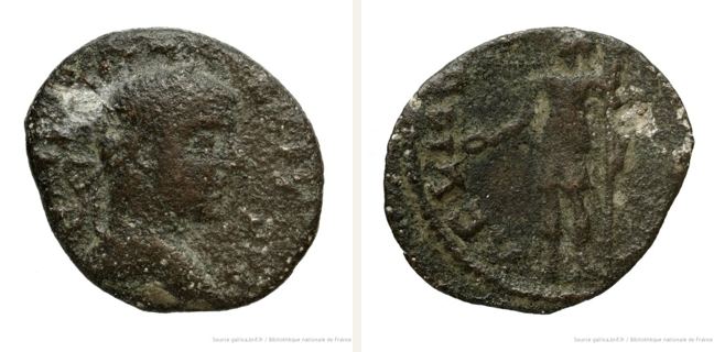 Koila, Caracalla, bronze coin — Artemis standing left (CN type 12430)