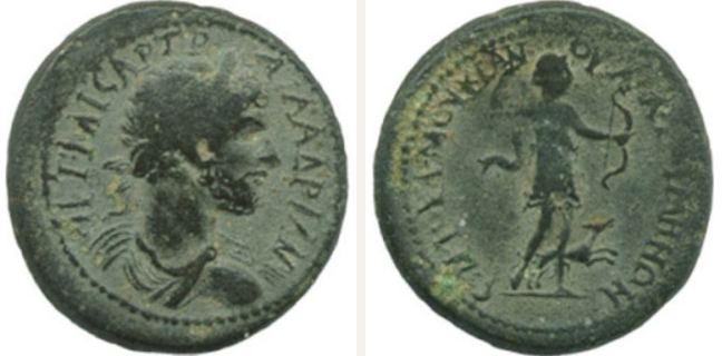 Germe, Hadrian, bronze coin — Artemis advancing right (CN type 16997)