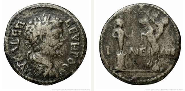 Ilion, Septimius Severus, sestertius — To left a cult image of Athena Ilias on a pedestal (CN type 20324)