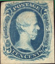 Confederate States 10 cent Jefferson Davis general issue stamp