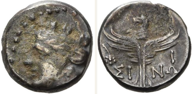 Sinope, silver coin — Eagle standing facing (CN type 24514)