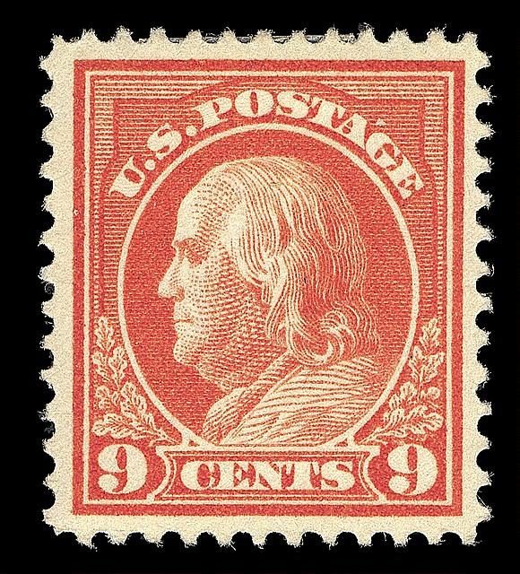 Photograph: 9c salmon red Franklin single