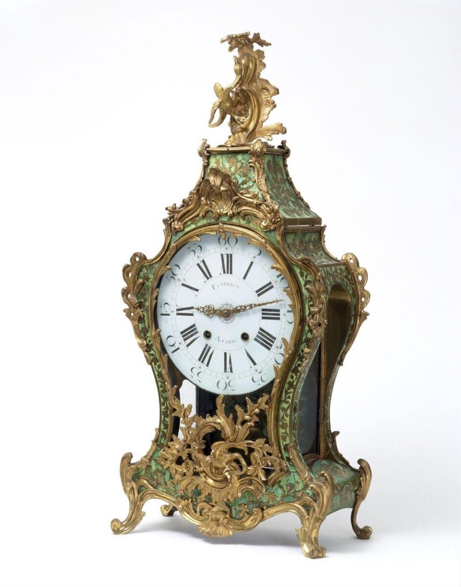 Clock and bracket, brass and boulle work