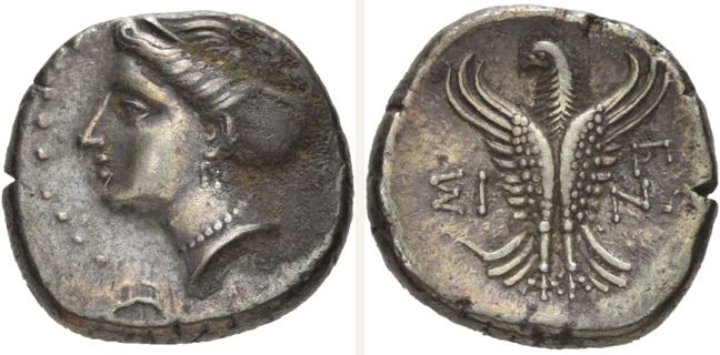 Sinope, silver coin — Eagle standing facing (CN type 24517)