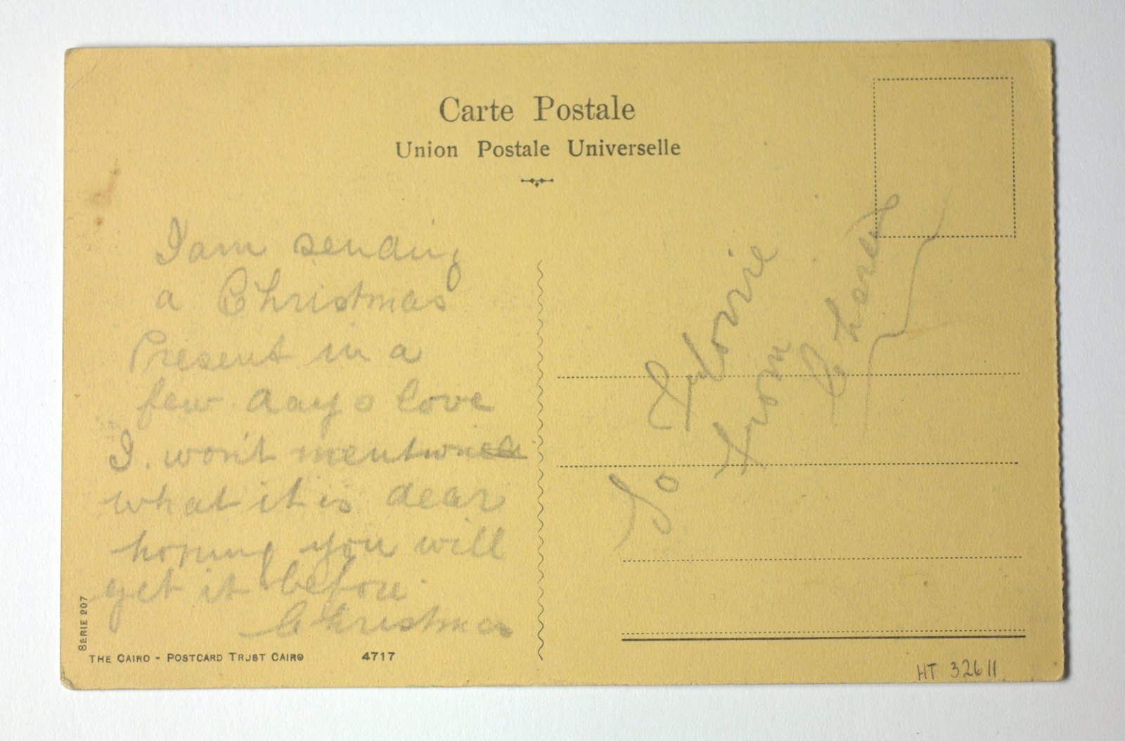 Postcard, Sphinx, Egypt, 1914-1918 — museum object HT 32611