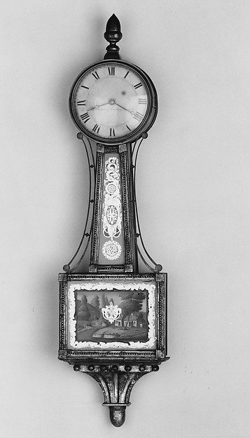 Additional museum view 3 of Banjo clock (accession 1971.180.36).