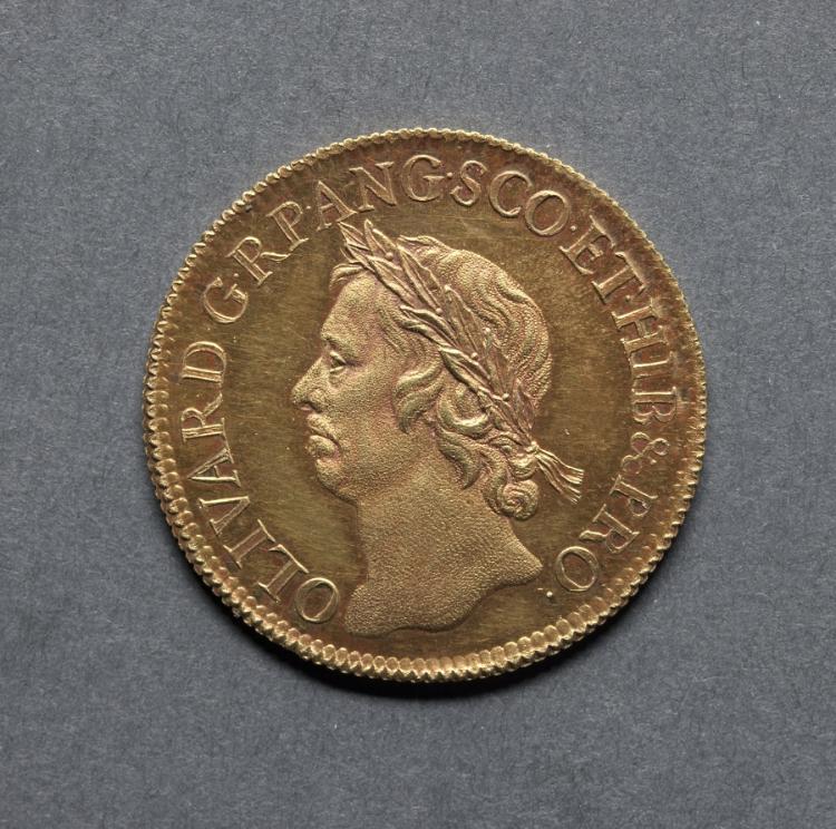 Broad: Oliver Cromwell Lord Protector (obverse), 1656 (Cleveland Museum of Art 1969.197.a)