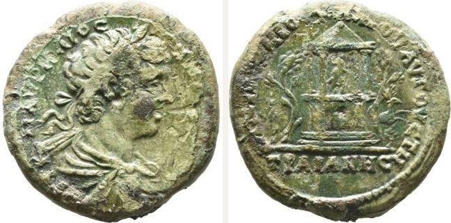 Augusta Traiana, Caracalla, 5 unit — Tetrastyle temple (CN type 1835)