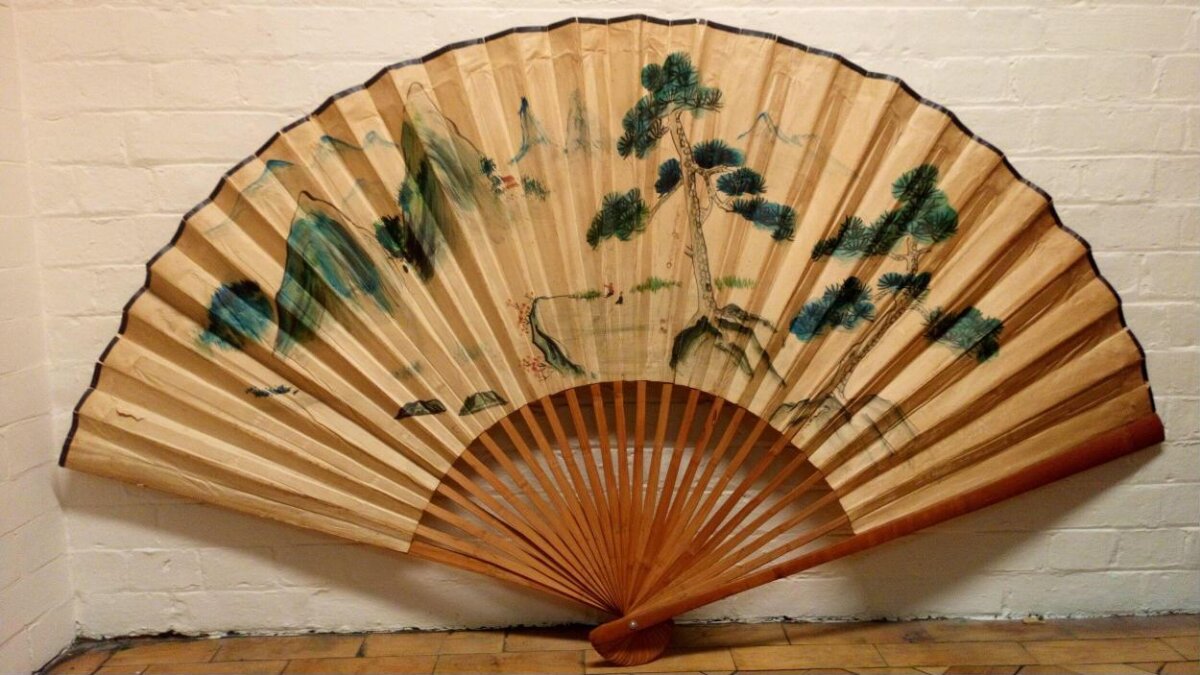 Fan — Giant fan possibly used in a production of <i>The Mikado</i>, Japan, ca.1885