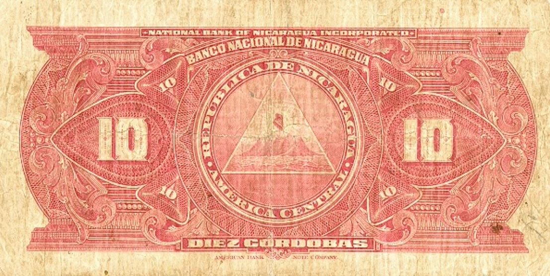 Reverse of 10 Córdobas (1929–1939), Pick 66