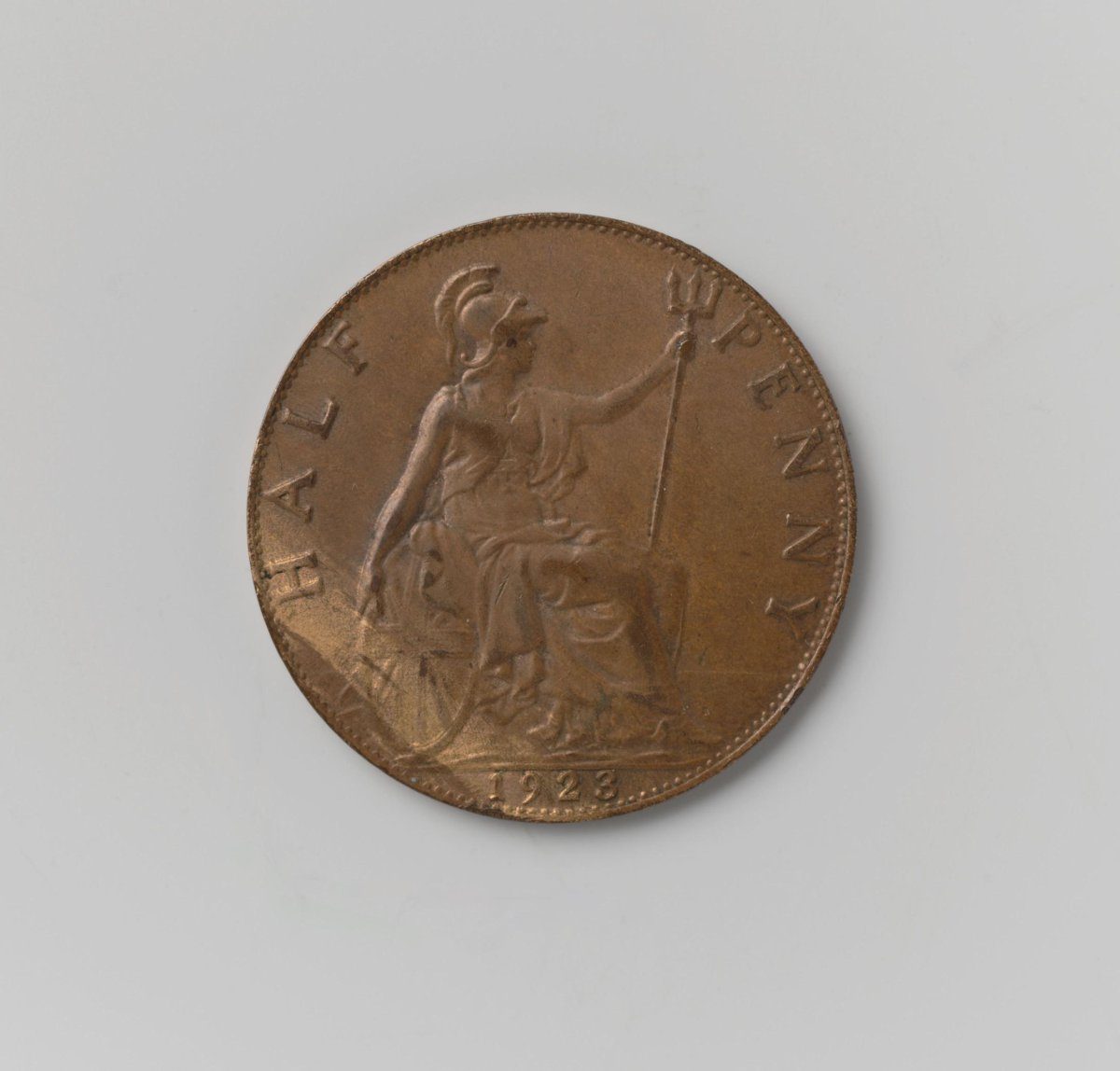 ½ penny uit Engeland van George V, 1923