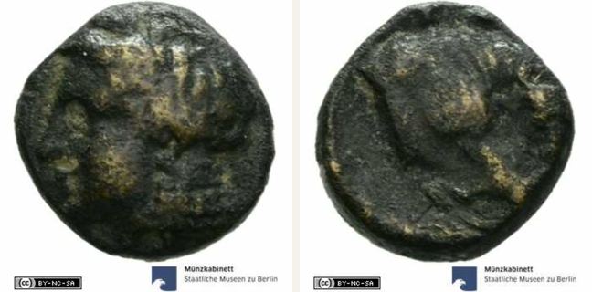 Gambrion, bronze coin — Forepart of butting bull (CN type 19746)