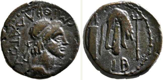 Pantikapaion, Mithridates III (VIII), 12 units — Lion's skin draped over club (CN type 23764)
