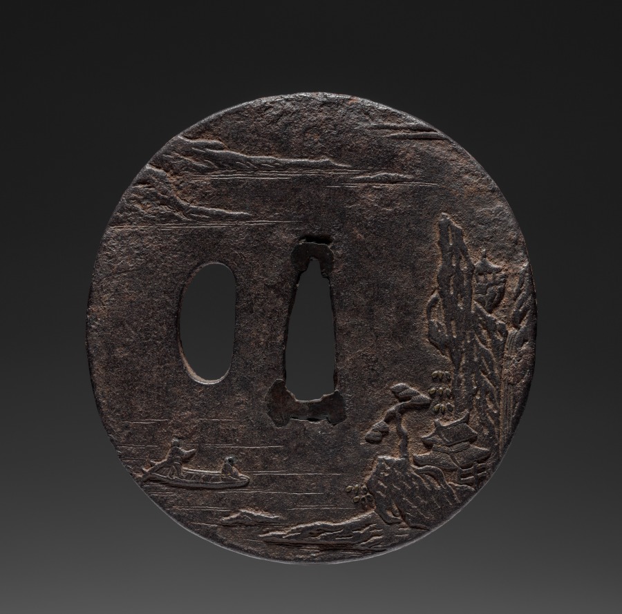 Sword Guard (Tsuba) with Chinese Landscape, late 1600s (Cleveland Museum of Art 1919.511)