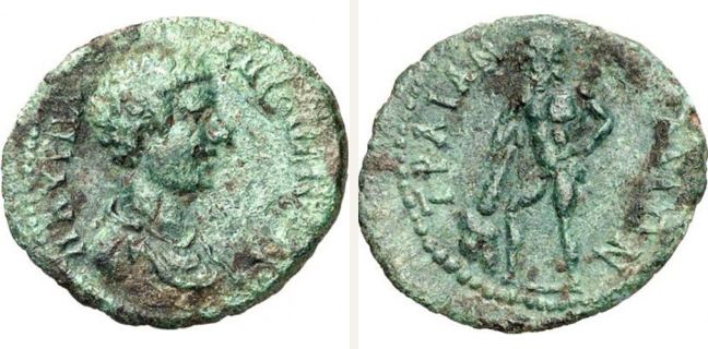 Traianopolis, Caracalla, One and one half — Heracles standing left (CN type 2680)