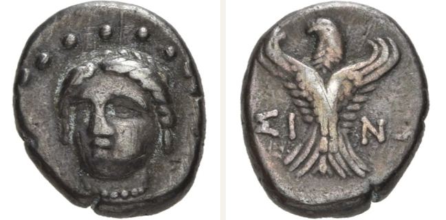 Sinope, silver coin — Eagle standing facing (CN type 24516)