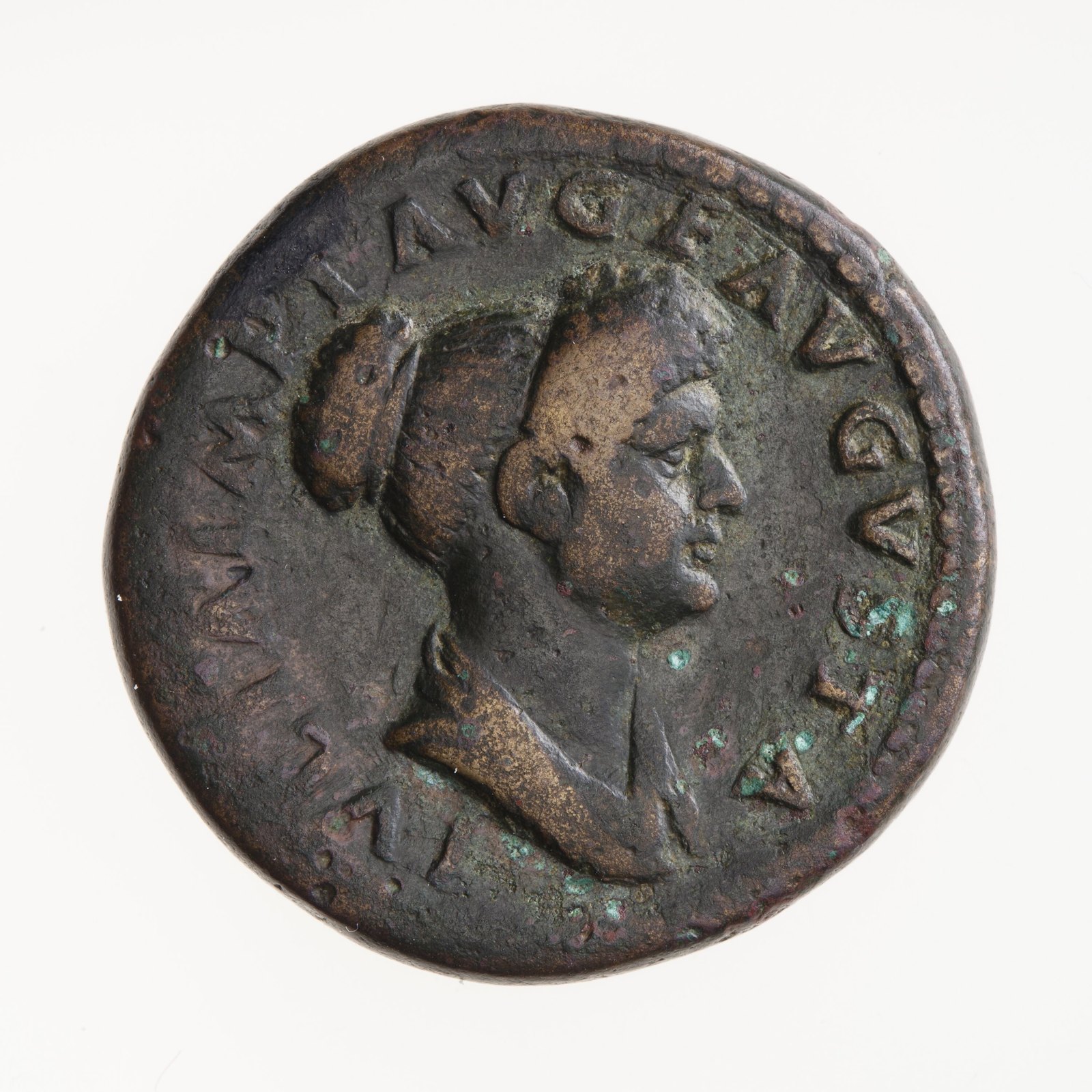 Coin, dupondius, Julia Titi, Ancient Roman Empire, 79-81 AD — museum object NU 22656