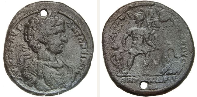 Antandros, Caracalla, bronze coin — Aeneas walking right (CN type 20135)