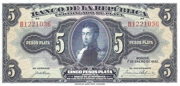 Obverse of 5 Pesos (1932), Pick 383