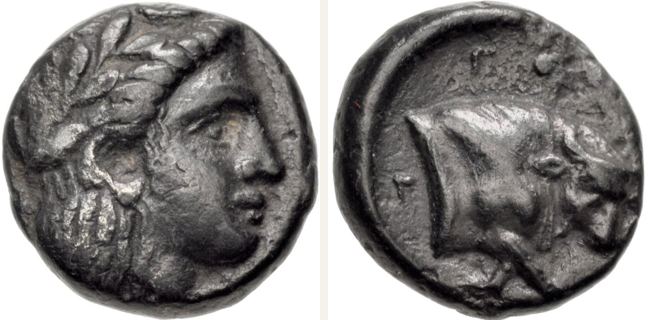 Gambrion, Gorgion, hemidrachm — Forepart of butting bull (CN type 19744)