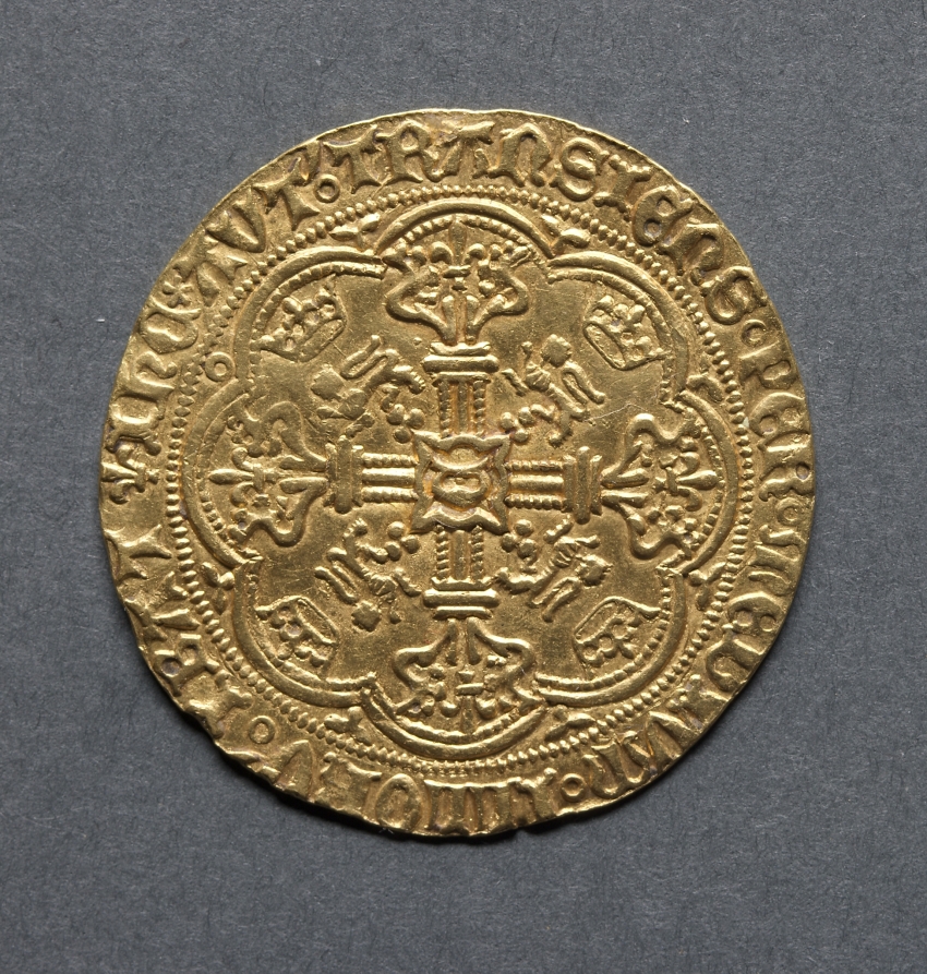 Noble: Ornamental Cross with Lis Terminals (reverse), 1422–1461 (Cleveland Museum of Art 1969.165.b)
