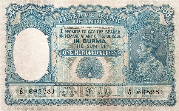 Obverse of 100 Rupees (1939), Pick 6