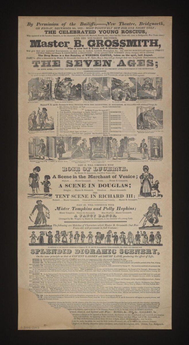 Playbill — The Seven Ages; in Five Acts, Bridgnorth, 1831