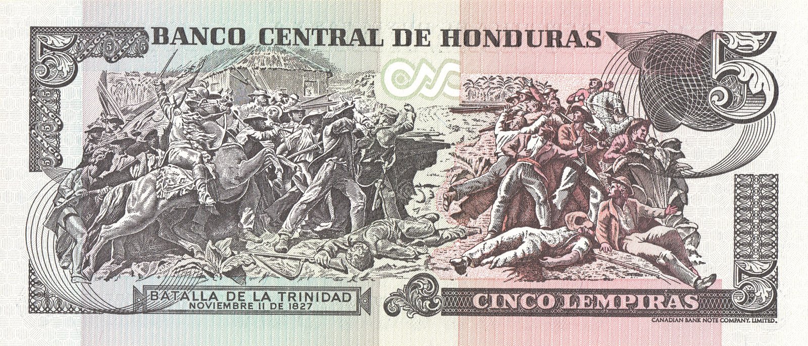 Reverse of 5 Lempiras (2000–2004), Pick 85