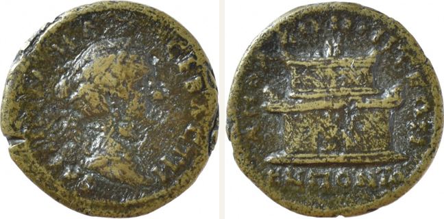 Apollonia Pontike, Antoninus Pius, Double unit — Two-levelled burning rogus (CN type 14314)