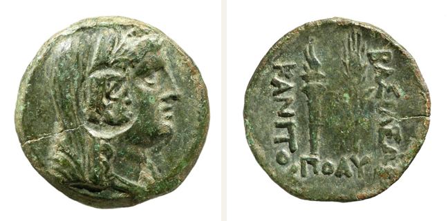 Uncertain mint, Kanites, bronze coin — Torch and grain ear (CN type 12907)