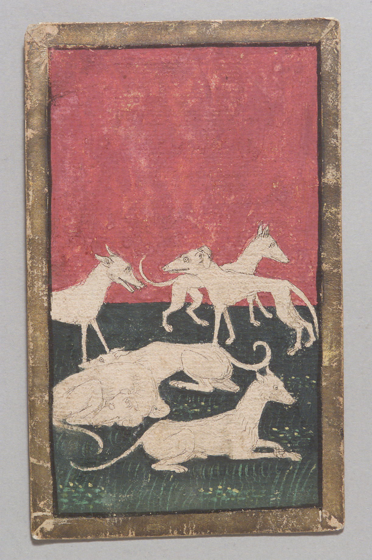 Game card Hunting dogs Six from the “Ambraser Hofjagdspiel”, Konrad Witz (workshop)
