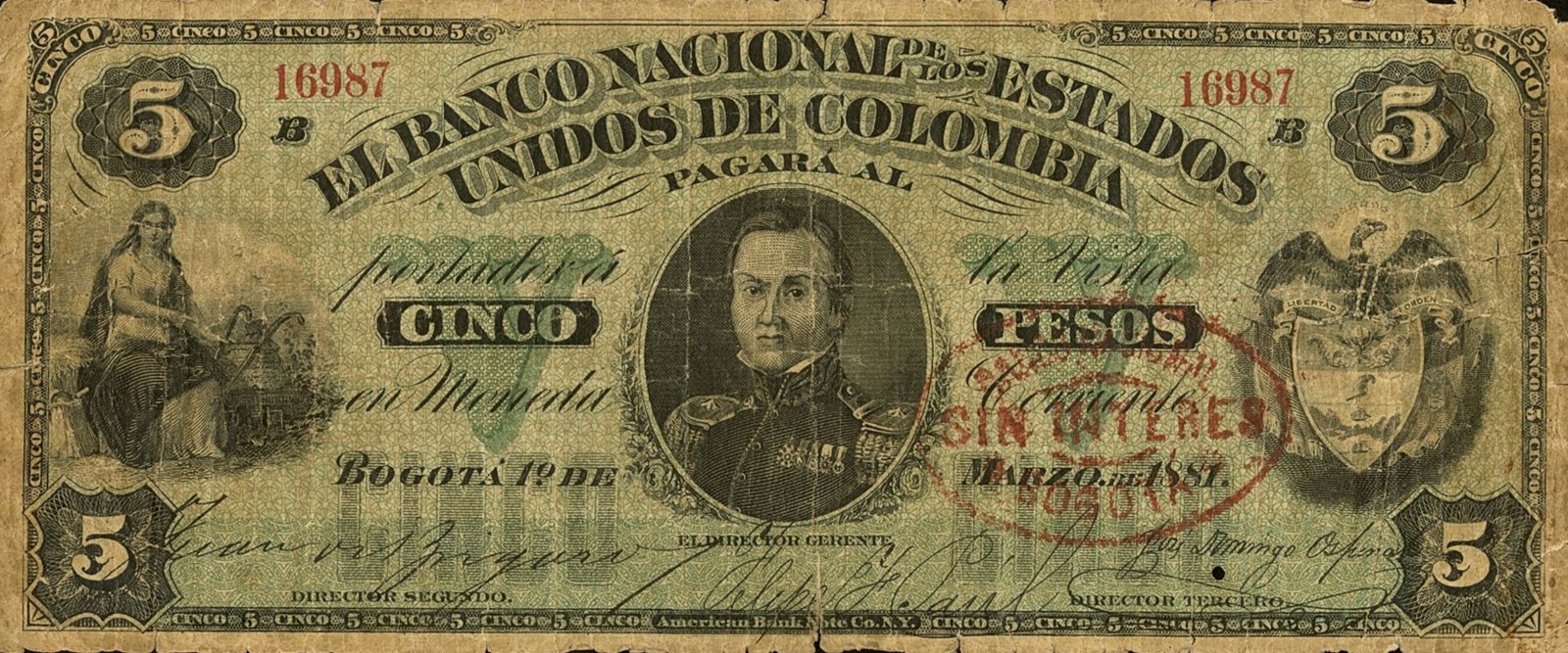 Obverse of 5 Pesos (1881), Pick 142