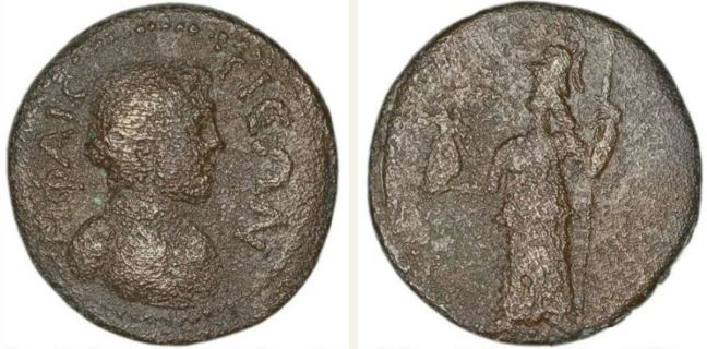 Hephaistia, bronze coin — Athena standing left (CN type 19969)