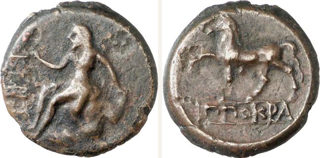 Kerkinitis, bronze coin — Horse advancing left (CN type 20967)