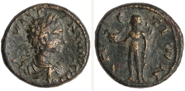 Sestos, Caracalla, bronze coin — Nude Apollo standing facing (CN type 12792)
