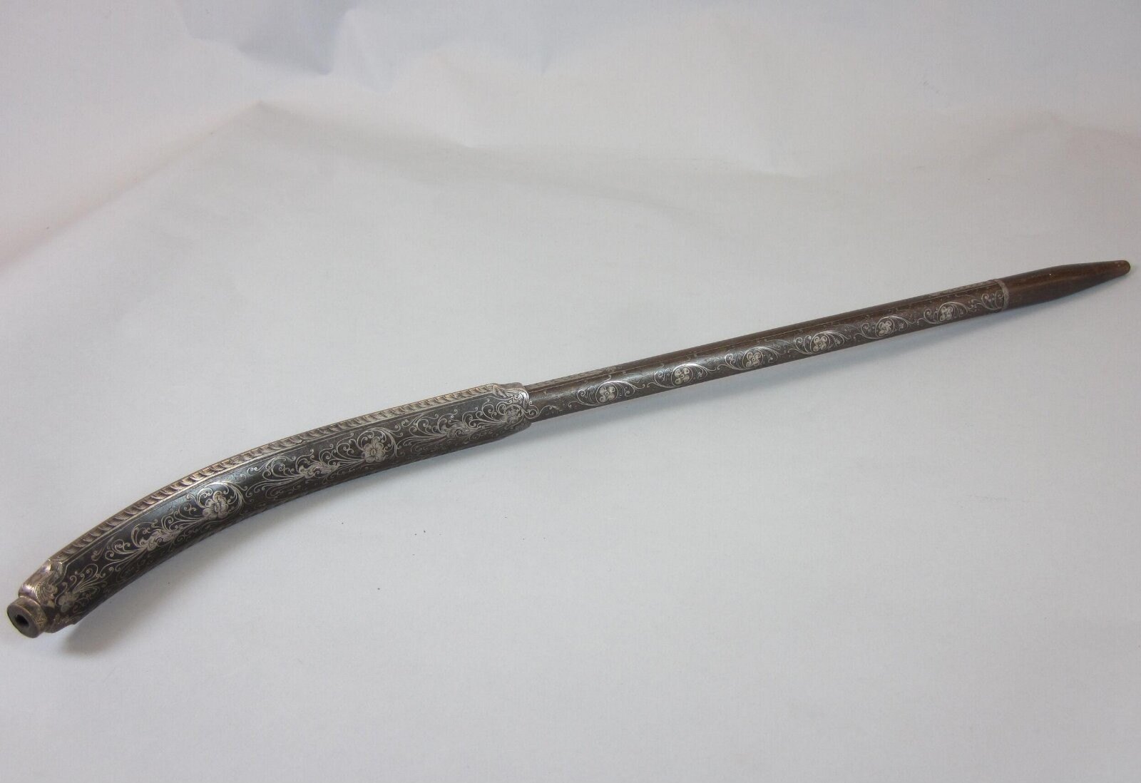 Smoking pipe, wood with silver inlay, Turkey, 1800-1900 — museum object CIRC.1191-1923