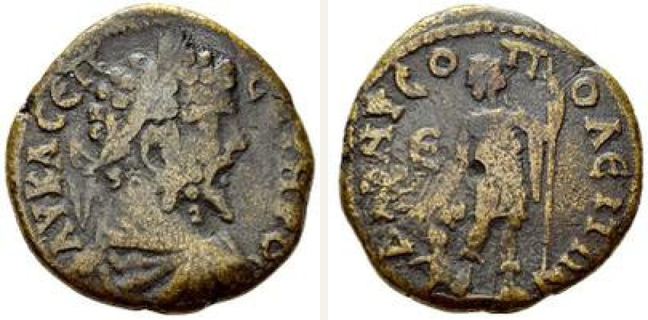 Dionysopolis, Septimius Severus, 5 unit — Dionysus standing facing (CN type 22651)