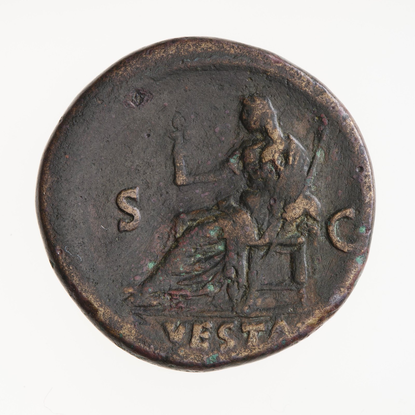 Coin, dupondius, Julia Titi, Ancient Roman Empire, 79-81 AD — museum object NU 22656