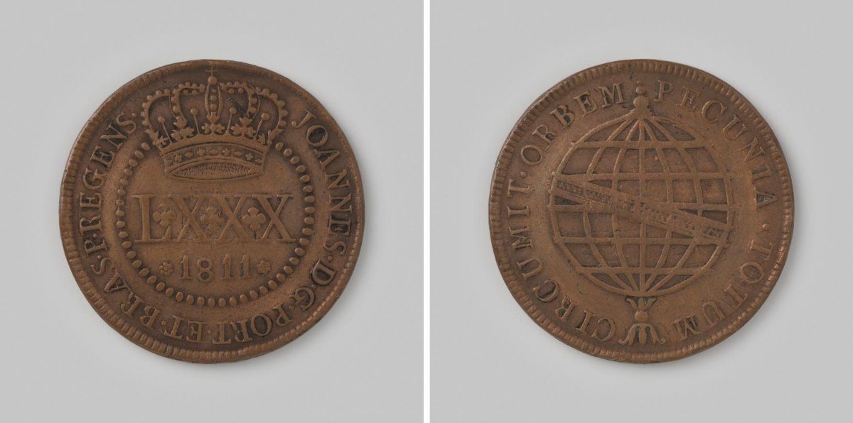 Brazilië ,voor Goias en Mato Grosso, prins-regent Joao VI, 4 vintens of 80 reis,1811