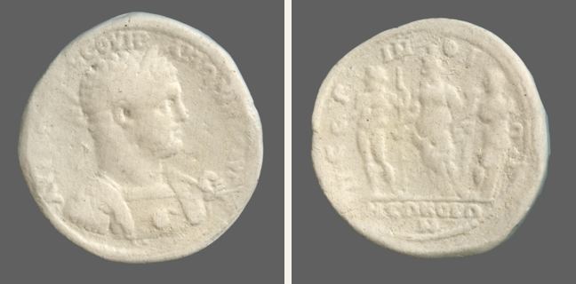 Perinthos, Caracalla, Medallion — Group of gods: Serapis (CN type 2615)