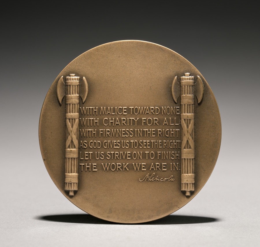 Abraham Lincoln Medal (reverse), 1900s (Cleveland Museum of Art 1934.212.b)