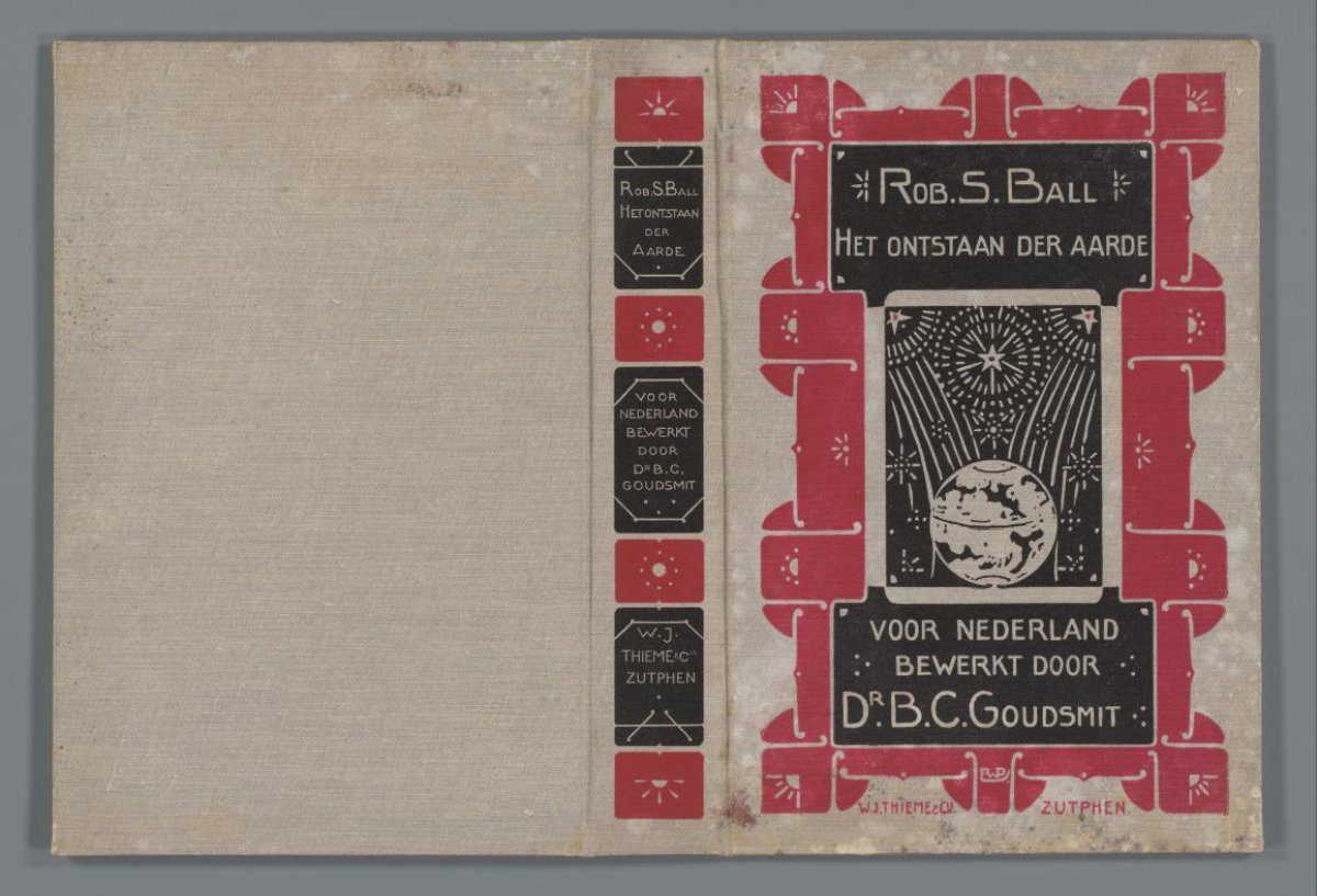 Book binding for: Rob S. Ball, Het ontstaan der aarde, 1902