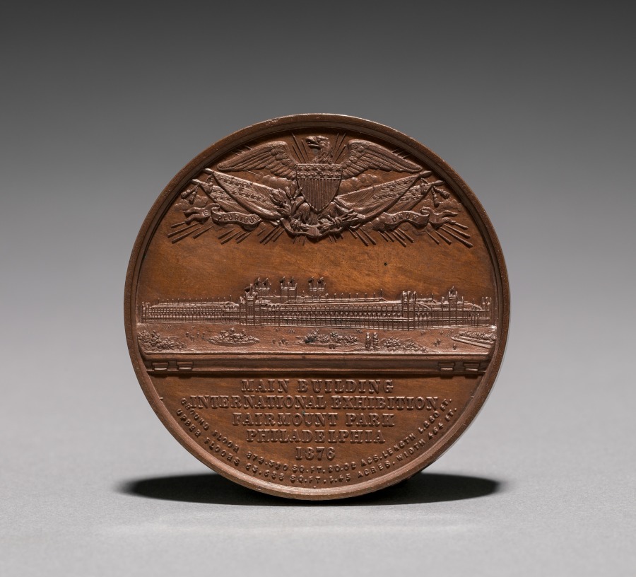 Medal: Commemorating the Centennial International Exhibition, 1876 (reverse), 1876 (Cleveland Museum of Art 1916.1872.b)