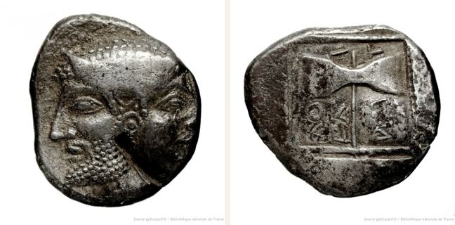 Tenedos, didrachm — Double axe within square border of dots (CN type 13100)