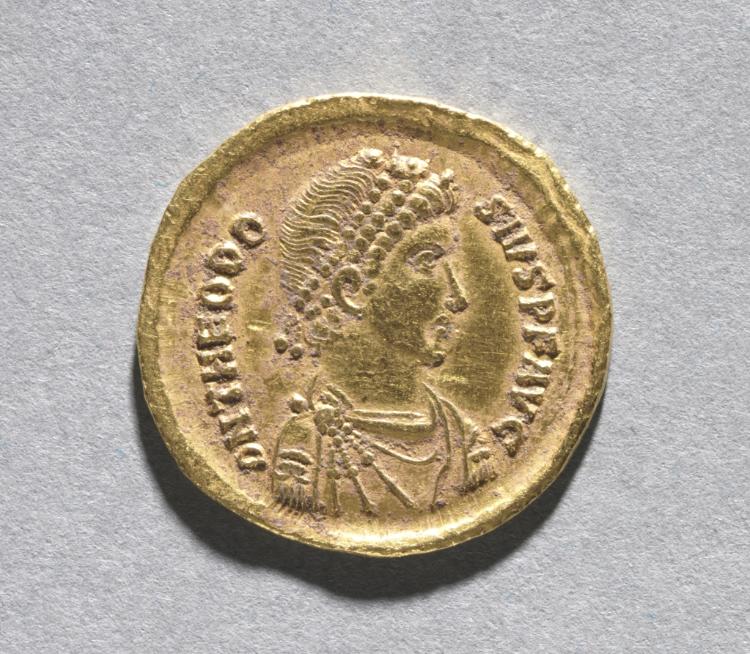 Solidus of Theodosius I the Great (obverse), 383–88 CE (Cleveland Museum of Art 1968.52.a)