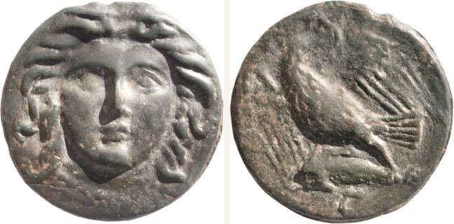Olbia, bronze coin — See-eagle on dolphin left (CN type 23129)