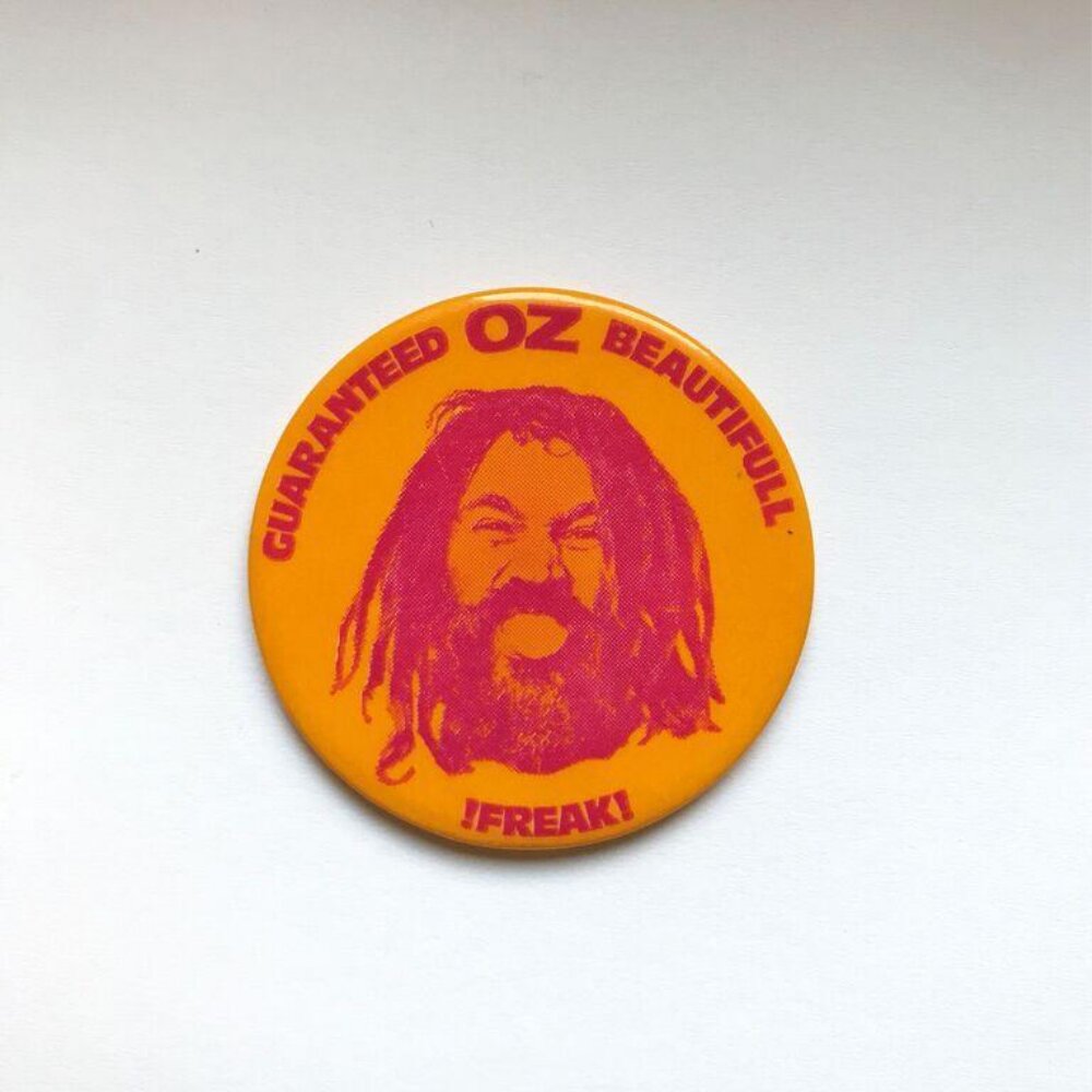 Badge — OZ Magazine Pin Badge, London, ca.1970