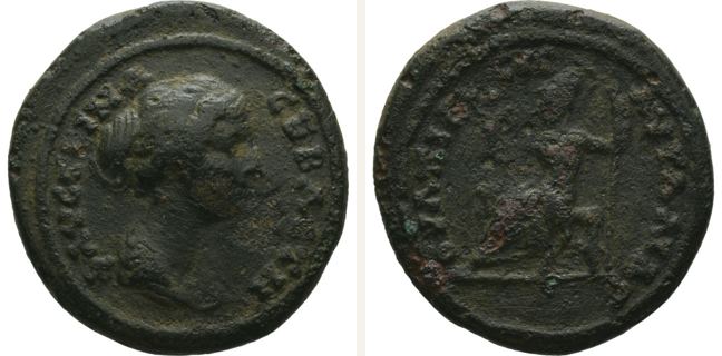 Pautalia, Faustina II., 3 unit — Roma?) enthroned left (CN type 12540)