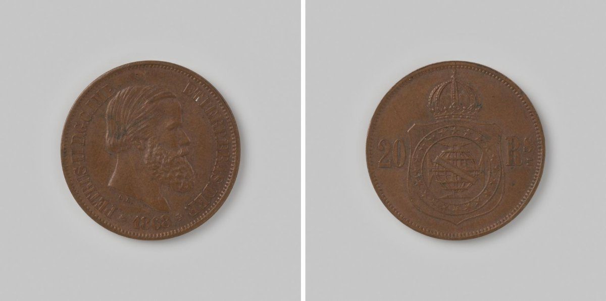 20 reis van het keizerrijk Brazilië van D. Pedro II, 1869